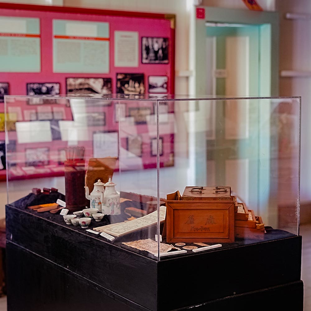 image of interior of items and atefacts in the Wo Hing Chinese Museum in Lahaina.